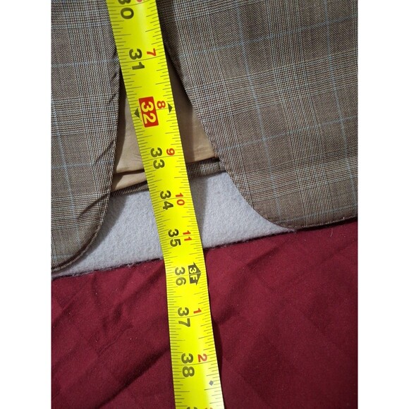 Ermenegildo Zegna Sport Coat Mens 44L Beige Brown Check Plaid Wool Jacket - Picture 9 of 14